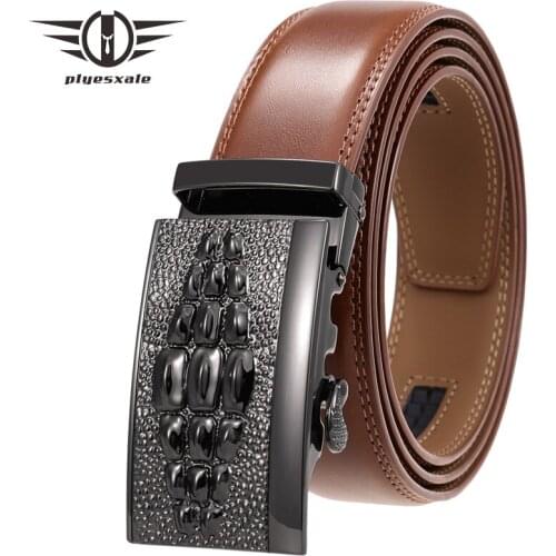 Crocodile Automatic Buckle Fashion Waist Belt Male High Quality Mens Belt Luxury Genuine Leather Casual Dress Belts For Men B486