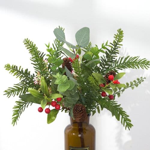 Christmas Branches Mini Pine Cone Dried Flower Decorations Bouquet Christmas Atmosphere Artificial Plant Maple Leaves