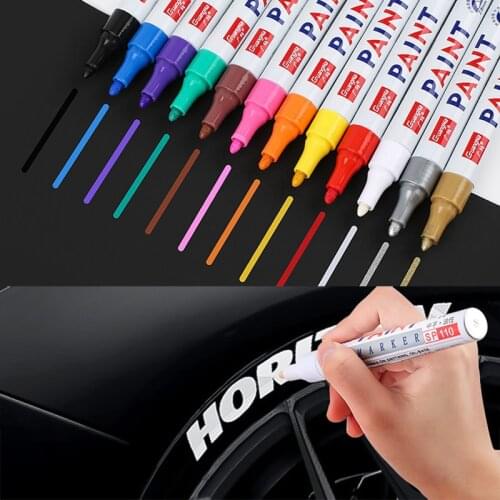 12 Colors Car Paint Pen Waterproof Car Wheel Tire Oily Painting Mark Pen Auto Rubber Tyre Tread CD Metal Permanent Paint Marker