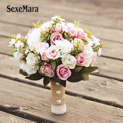 SexeMara New weding flower Bridesmaid Wedding Bride Bouquet Romantic Wedding Bouquet Flower Brides Wedding Accessories