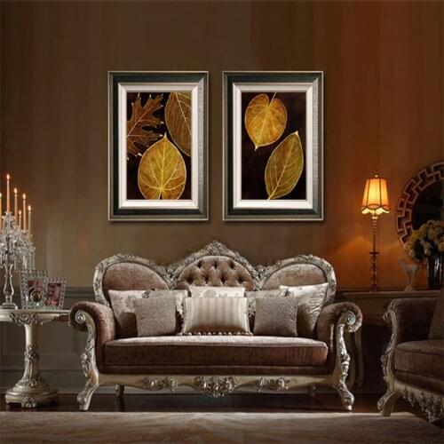 Modern gold leaf retro canvas paintings art wall picture oil painting wall decor pictures for living room classical posters art