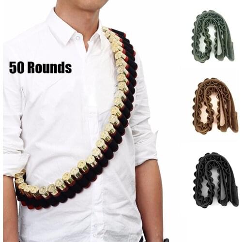 Tactical 50 Rounds Gun Bandoliers Belt Cartridge Shoulder Shell Belt 12 Gauge Ammo Holder Carrier Airsoft Hunting Accessories