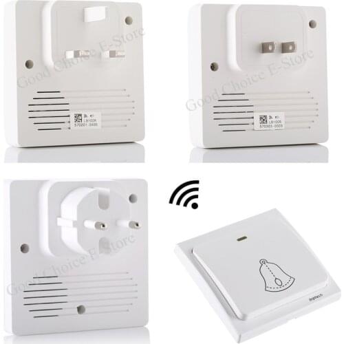 High-End Wireless Cordless Doorbell Remote Door Bell Chime Kit,No need battery,Waterproof, EU/US/UK Plug-in Receiver 85V-260V