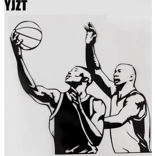 YJZT 16.1CMX15.7CM Sport Basketball Players Decal Vinyl Car Sticker Black/Silver 8A-1079
