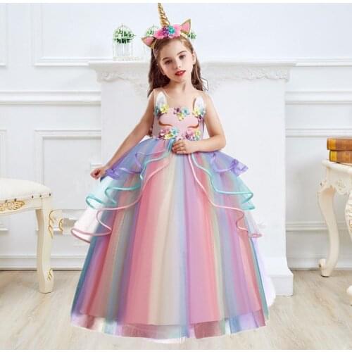 6-14 Years Girls Clothing Girls Dress for Teen Wedding Tulle Lace Long Girl Dresses Elegant Princess Pageant Party Formal Gown