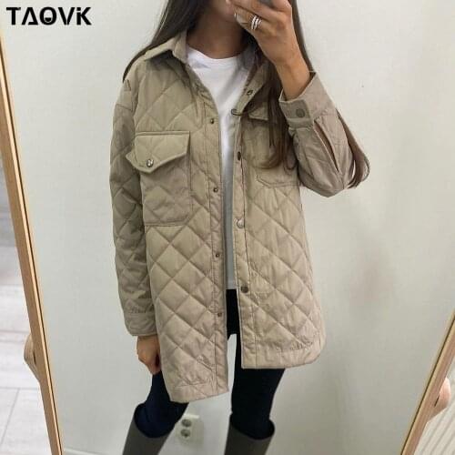 TAOVK Womens Clothing Shirt Style Lapel Mid-length Plaid Casual Belted Jacket Cotton Pockets Tailored Collar Stylish Outerwear