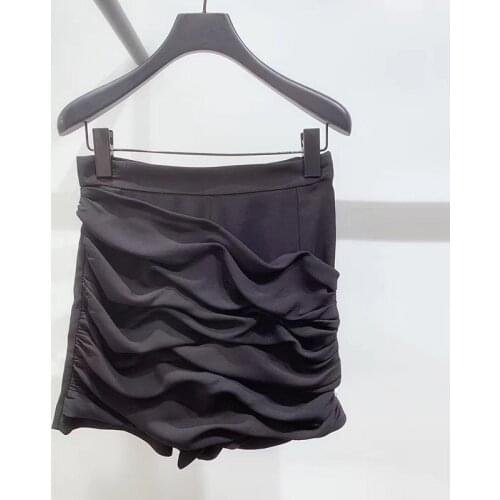 Patads French minority womens autumn and winter European and American style banquet skirt pleated and versatile sexy skirt