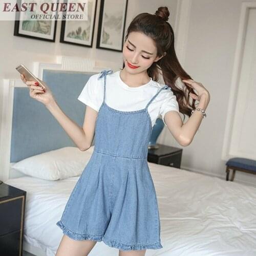 Women denim jumpsuits solid sweet overalls loose solid rompers female casual jumpsuit wide leg fashion ladies jumpsuit DD838 L