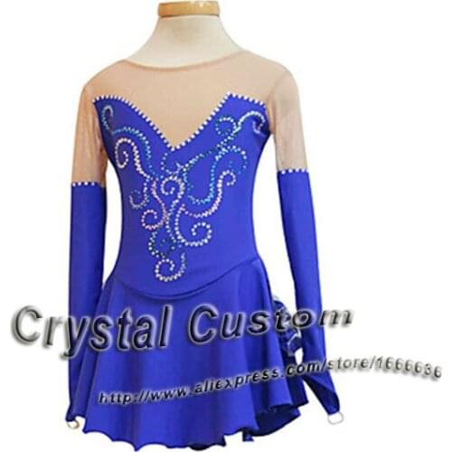 Custom Ice Figure Skating Dresses For Women Blue New Brand Vogue Figure Skating Dress Competition Dress DR2519