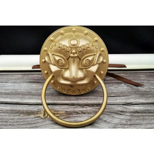 02 Pure copper animal head door animal head tiger head pull ring middle and old style door lion head handle retro antique door