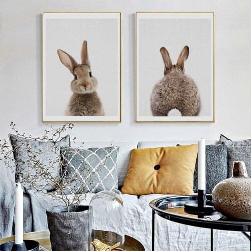 1 Pcs Cute Animal Rabbit Canvas Poster No Frame Painting Art Office Room Wall Picture Home Bedroom Livingroom Painting Decor