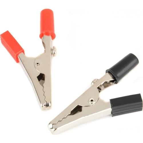 10pcs/lot Insulated Crocodile Clips Plastic Handle Cable Lead Testing Metal Alligator Clips Clamps 55mm