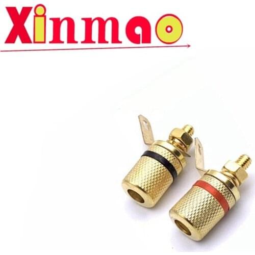 10pcs Gold Plated Audio Connector Terminal Binding Post Speaker Amplifier 4mm Dia. Banana Plug Jack 25*11mm