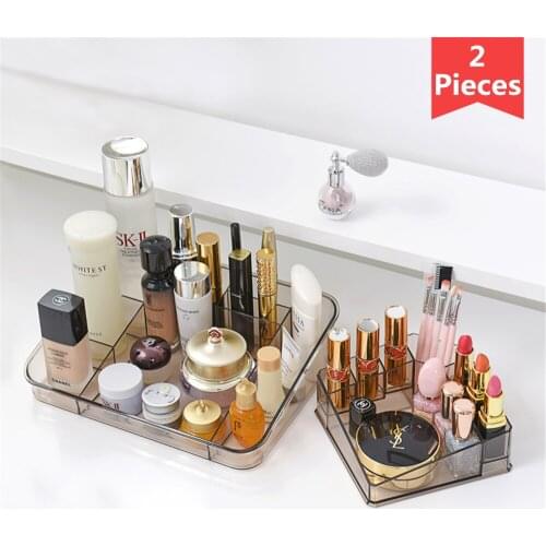 2 Pcs Makeup Organizer Cosmetics Storage Container Home Office Desktop Sundries Jewelry Storage Box