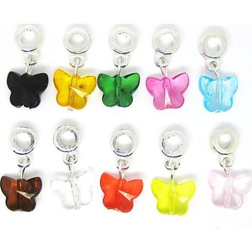 20pcs/lot Mix Color Acrylic-crystal 14mm Butterfly Beads Animal Shape DIY Charm Beads nb102
