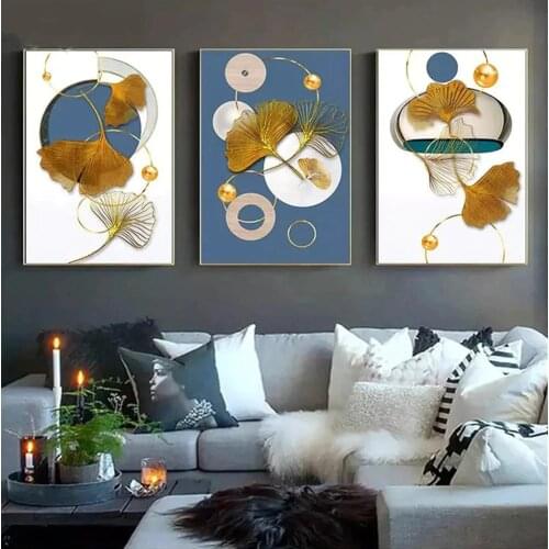 5D Diy Diamond Painting Abstract Wall Art Golden Ginkgo Leaves Full Drill Diamond Embroidery Mosaic Needlework DecorationZP-4816