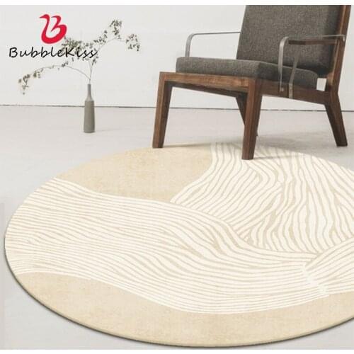 Bubble Kiss Abstract Lines Round Carpet For Living Room Home Bedroom Decor Hanging Basket Floor Mat Crystal Velvet Thicker Rugs