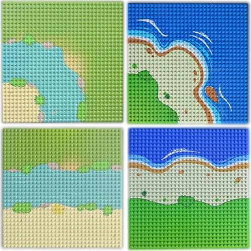 Baseplate City Street colorful River Sandy Beach Island Base Plate Seaside Building Blocks Compatible All Brands bricks for Kids