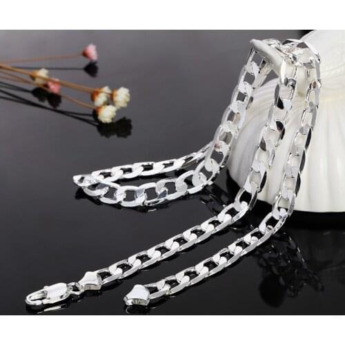 Classic 925 Sterling Silver Necklace Garment Chain 6mm * Mens and Womens Personality Lovely Gift Chain Jewelry