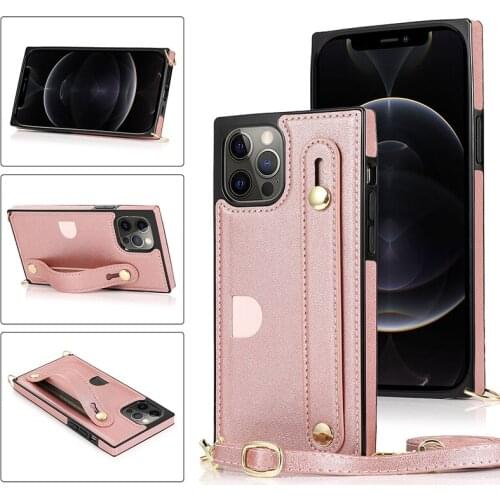 Crossbody Wallet PU Leather Case For iPhone 12 Mini XS 11 Pro Max X XR 7 8 6S Plus SE Card Holder Wristband Case With Long Strap