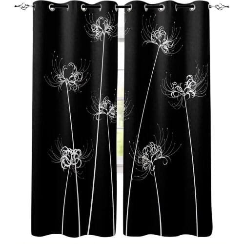 Lycoris Flower Black Curtains For Living Room Modern Window Curtains For Bedroom Curtains Drapes Blinds