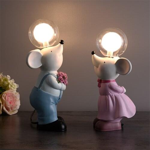 Cartoon Little Mouse Children Table Lamps Boy Girl Bedroom Study Bedside Decoration Lamp Living Room Cafe Table Lights Fixture