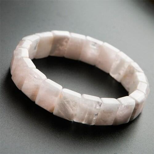 Precious Natural White Phantom Quartz Bracelet Crystal Rectangle Bead Stretch Natural Sericite Quartz Bracelet Bangle 14*10*6mm
