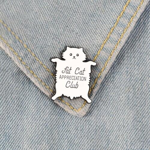 Cartoon Animal White Cat Letter Enamel Brooch Custom Alloy Badge Cowboy Clothes Bag Pin Accessories Woman Jewelry Gift For Kid