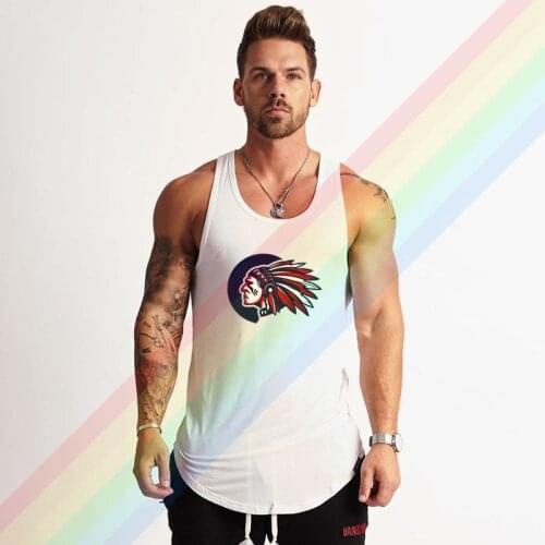 Headdress Of The Indiana Chief Logo Brand Gym Clothing Bodybuilding Cotton Tank Tops For Men Summer Singlet Sleeveless Plus Size