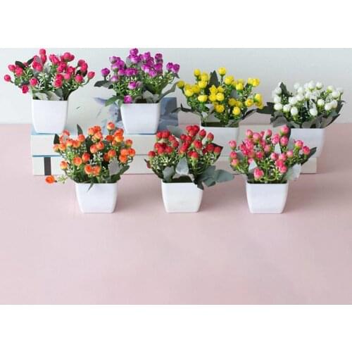 Vived Colorful Artificial Flower Bonsai Plastic Small Tree Pot Home Table Party Office Desktop Garden Balcony Decor Prop