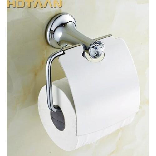Bathroom Chrome Paper Holder With Crystal Wall Paper Roll Rack Hangs Paper Towel Holder Archaize Waterproof Toilet Paper Holder