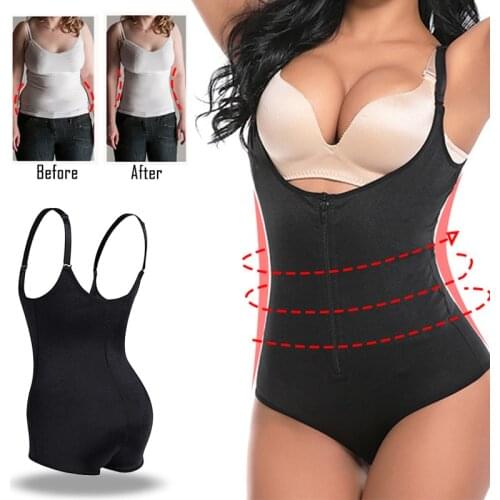 Women Full Body Shaper Shapewear Zipper Hook Latex Waist Trainer Underbust Body Shaper Slimming Bodysuit Tummy Control Lift Butt