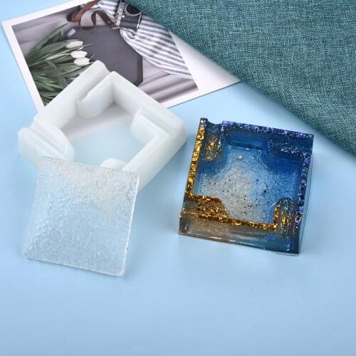 Square Cigar Ashtray Silicone Mold DIY Crystal Epoxy UV Resin Casting Maple Leaf Mold With Drill Bottom Handmade Crafts