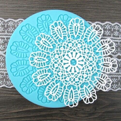 Hot Selling DIY Round Shape Silicone Fondant Mold Cake Decorating Lace Mould Silicone Lace Mould For Cake Baking Tools FM190