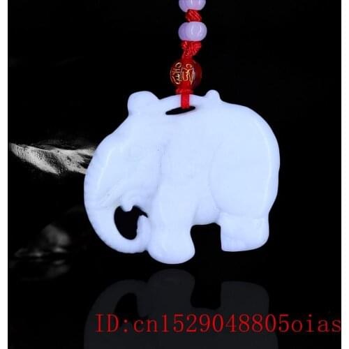 Jade Elephant Pendant Necklace Carved Fashion Green Women Amulet Charm Chinese Double-sided Jewelry for Gifts Natural Men