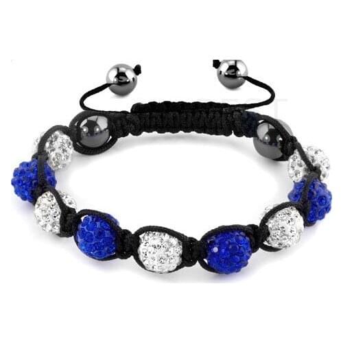 Tr3 10mm White Blue Mixed micro pave Disco disco Ball Beads Bangles BVA Bracelet jewelry wholesale crystal