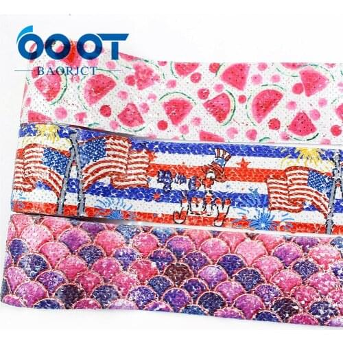 OOOT BAORJCT I-19504-1177,Printing Sequin Shiny Glitter Cartoon 75mm Ribbon DIY Hairbows Accessories Wedding Party Decoration 2y