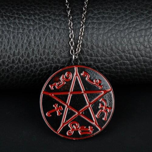 Supernatural Pentagram Pentacle Devils Trap Necklace Rune Pendants&Necklaces Colar for Man Hip Hop Jewelry
