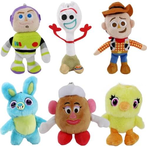 12-16cm Movie Toy Story 4 Plush Keychain Toys Forky Woody Bunny Buzz Lightyear Duck Pendants Soft Stuffed Doll Kids Gift