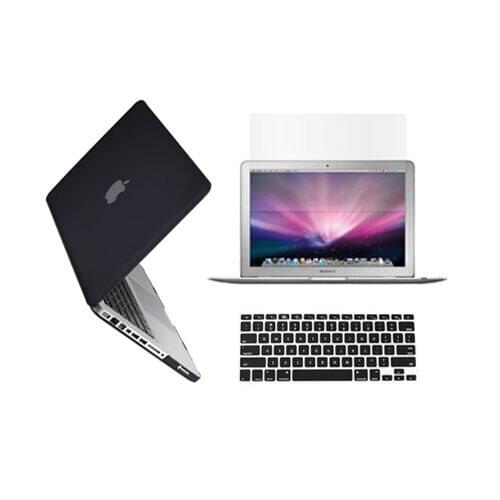 3 in 1 Rubberized BLACK Case Keyboard Cover Screen For MacbooK Air 13 Pro 16 A2141 Retina 12 15 A1398 A1278 A1502 A1932 A2159