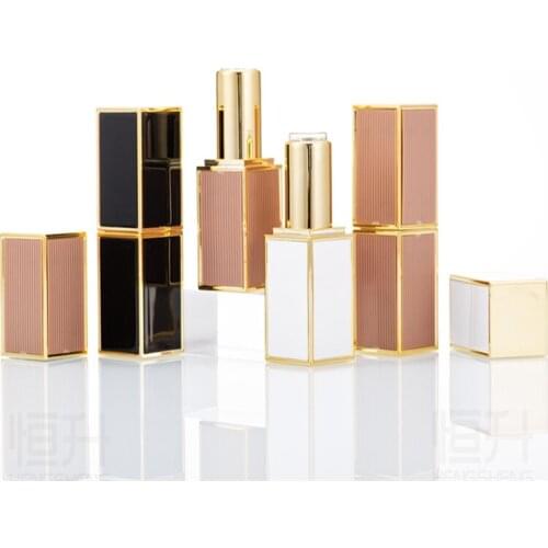 Empty Lip Balm Container Square Lipstick Tube Gold Edge Metal Lipstick Tube Empty shell packaging DIY 12.1