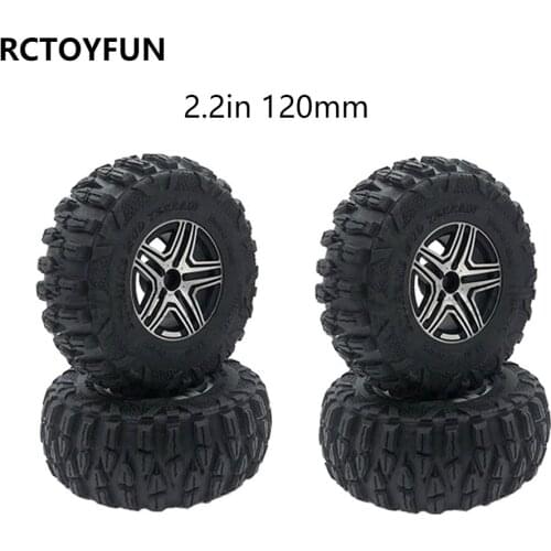 RCTOYFUN 4PCS 120mm 2.2" Rims & Dragon Claw Pattern Rubber Tires Accessories For 1/10 RC Crawler Axial Wraith D90 KM2 SCX10 TRX4