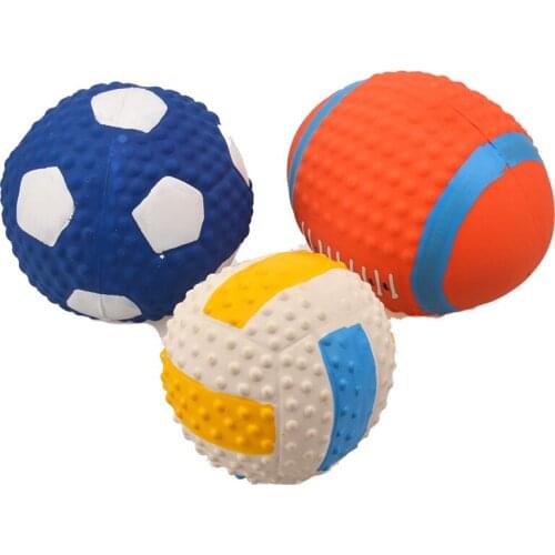 Pet Toy Rugby Volleyball Football Cotton Filling Latex Dog Toy Press Sound Ball Pet Squeak Toy