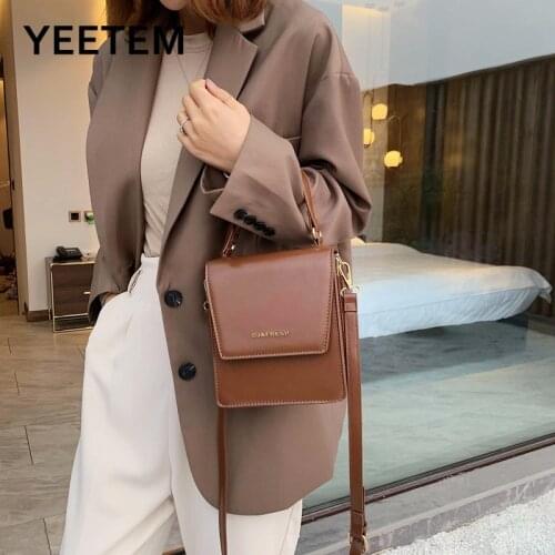 Retro Pure PU Leather Crossbody Bags For Women 2020 Mini Shoulder Messenger Bag With Adjustable Handle Lady Travel Totes