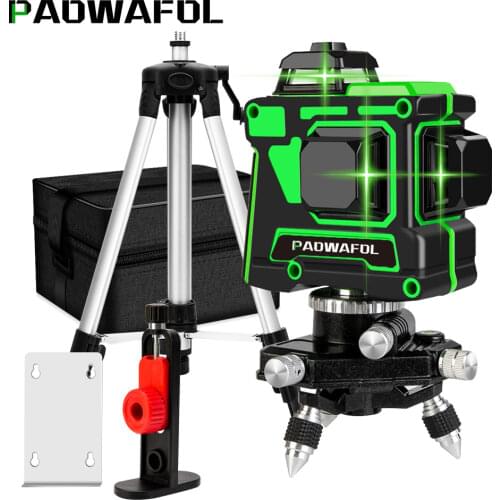 12 Lines 3D Green Laser Level Self-Leveling 360 Degrees Horizontal And Vertical Cross Lines Green Laser Line With Tripod Battery