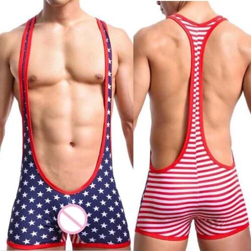 Sexy Mens One-piece Body Shaper Bodysuit Wrestling Singlet Bikini Jumpsuit Suspender Sexy Bodybuilding Leotard Undershirt