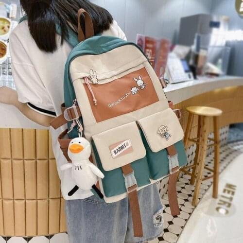 Students Backpack Womens Nylon School Bags for Teenager Girls Large Capacity Female Backpacks Cute Candy Colors Schoolbag