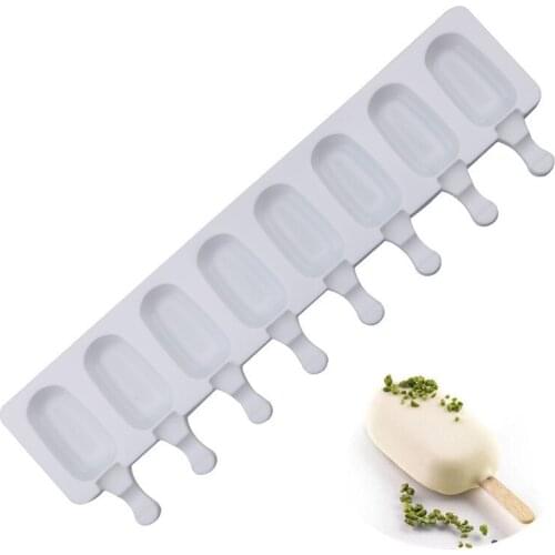 8 Hole Silicone Ice Cream Mould Ice Cube Tray Popsicle Barrel Diy Mold Dessert Ice Cream Mold with Popsicle Stick