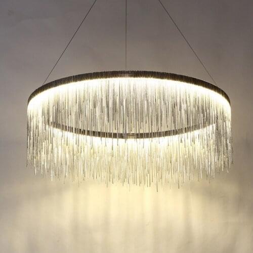 Modern Post Modern Round Led Pendant Light Aluminum Chain Lamp Nordic Bedroom Living Room Restaurant Villa Art Lighting Fixture