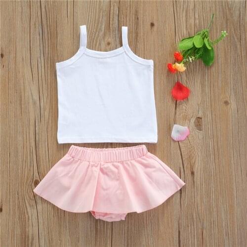 Baby Fashion Off Shoulder Sleeveless Camis Tops + Elastic Waist Summer Loose Pants 2 Piece Set for Baby Girl 0-18 Months